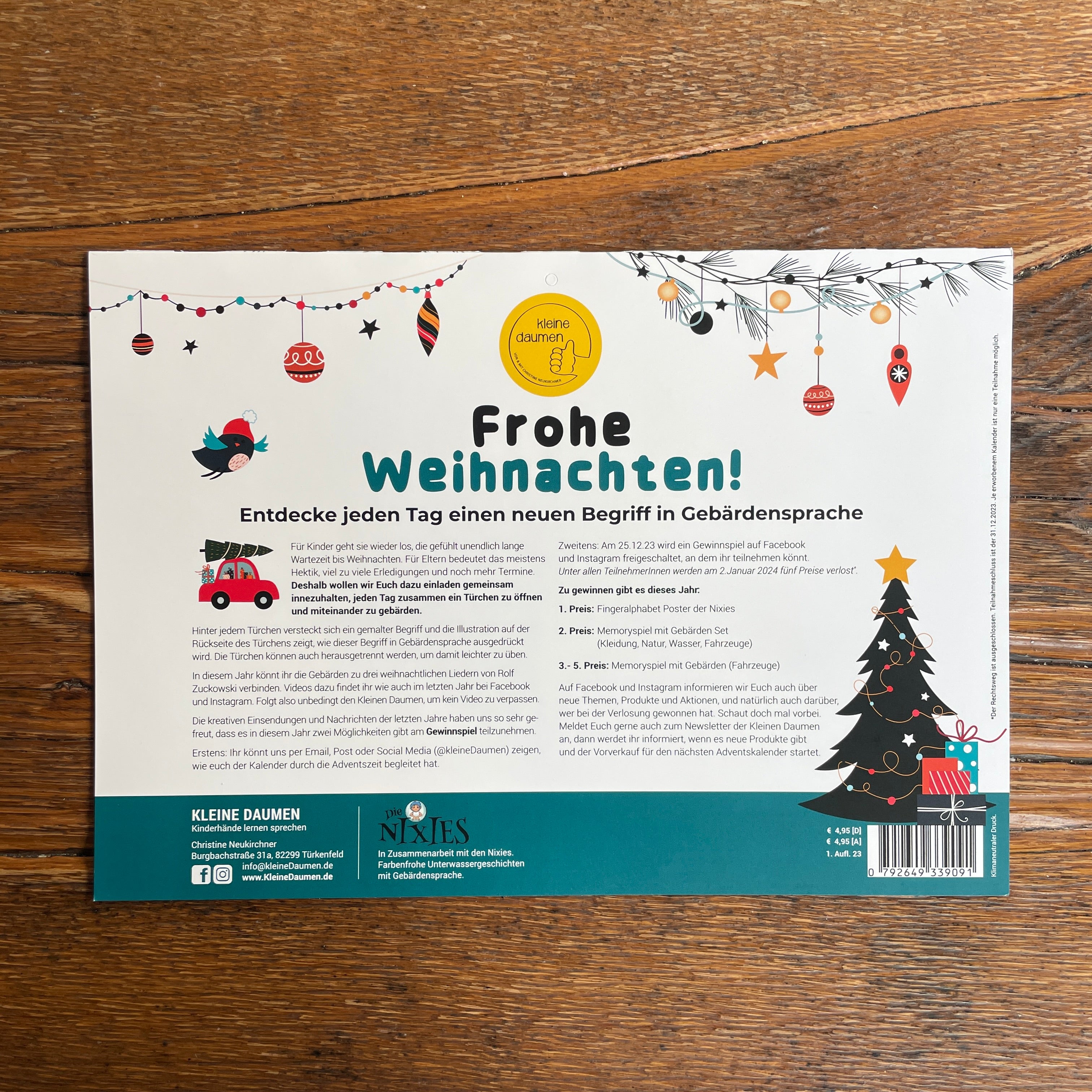Rückseite Adventskalender 2023