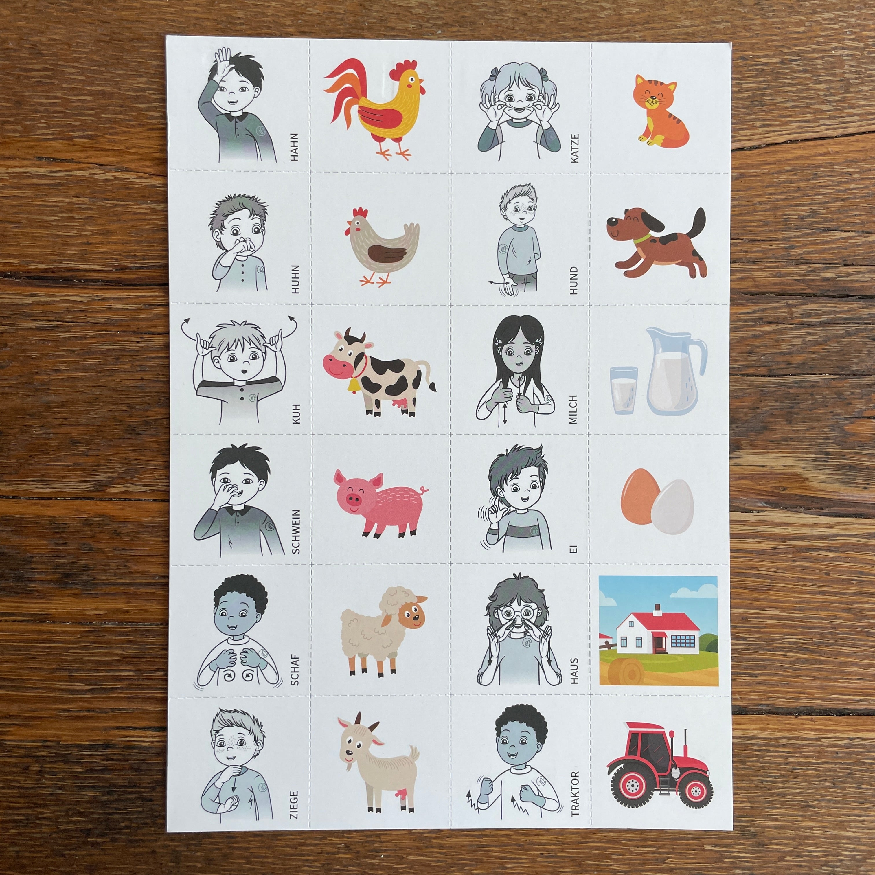 Memory mit Gebärden Bauernhof