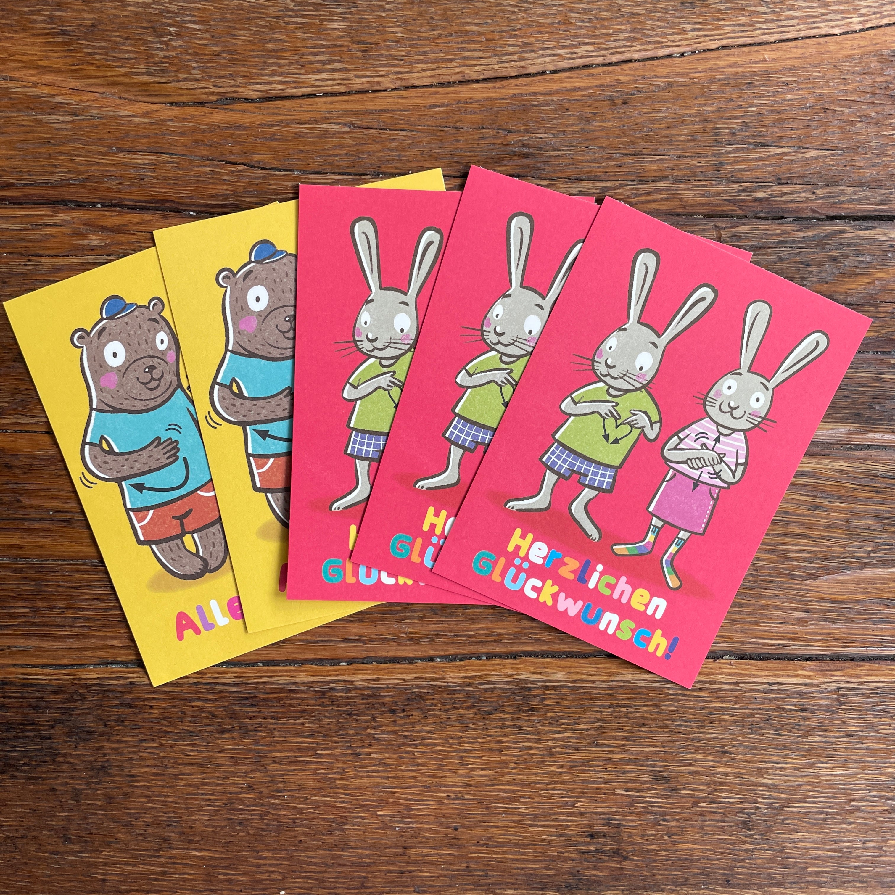 Set Geburtstag Postkarte mit Gebärden