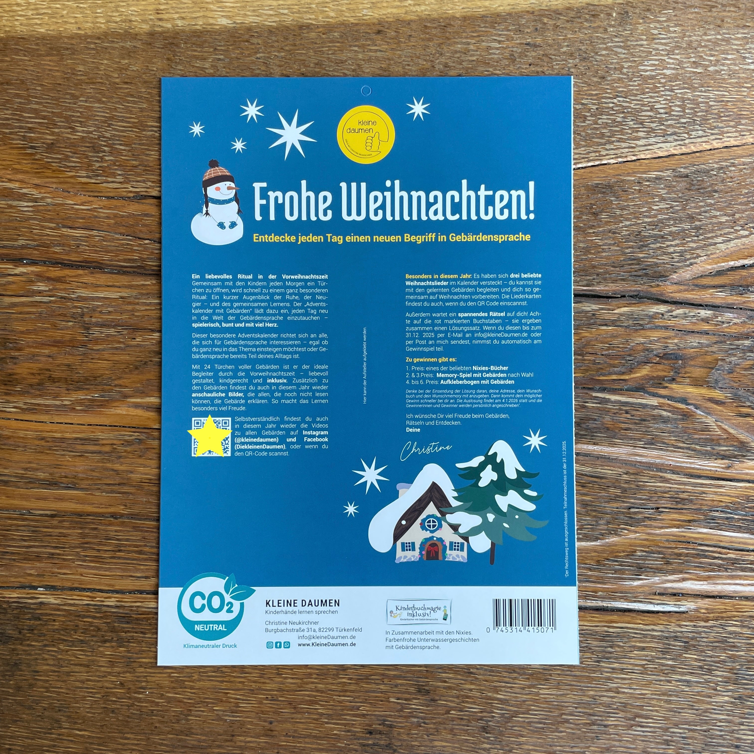 Adventskalender mit Gebärden 2025 mit Umschlag