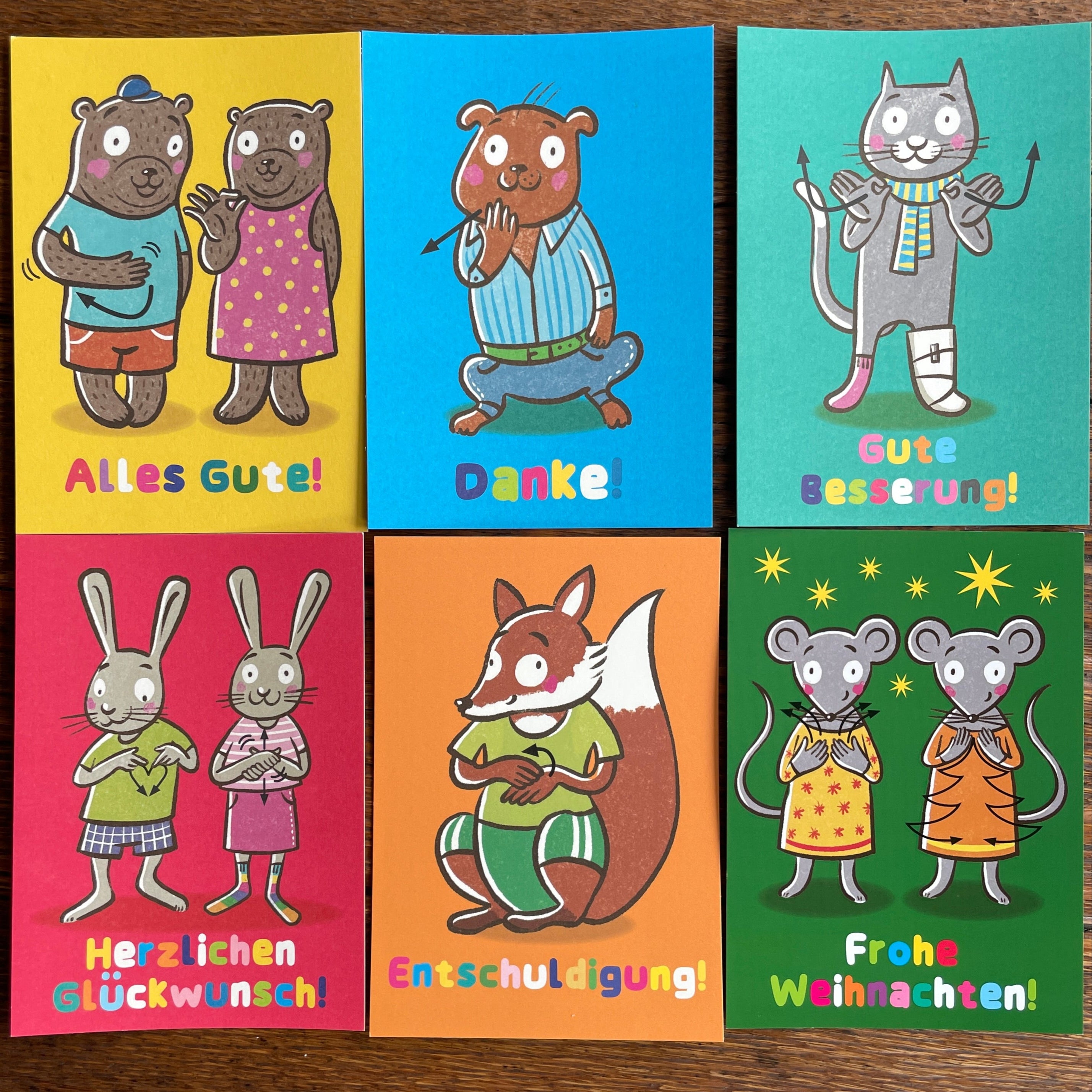 Karten mit Gebaerden komplettset