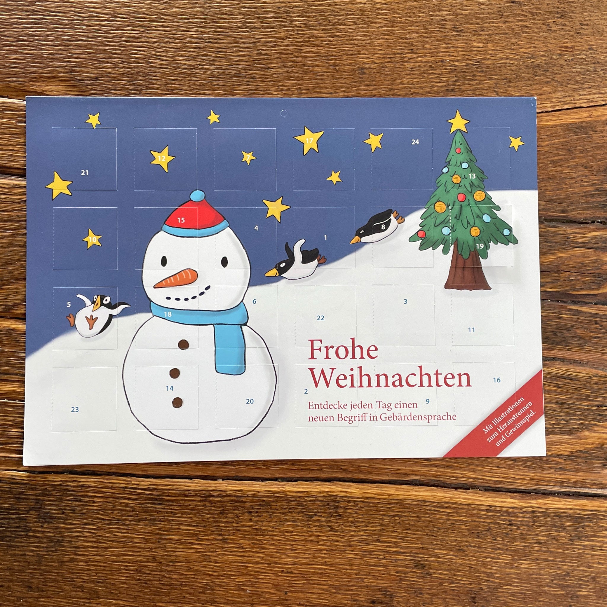 Für Familien-Adventskalender Gebärdensprache 2022 aus Papier Kleine Daumen