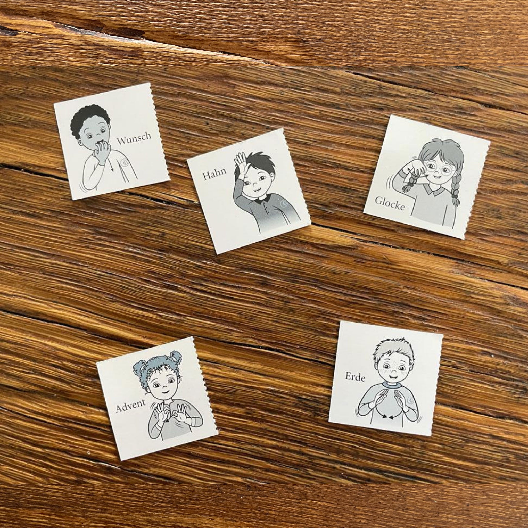 Für Familien-Adventskalender Gebärdensprache 2022 aus Papier Kleine Daumen
